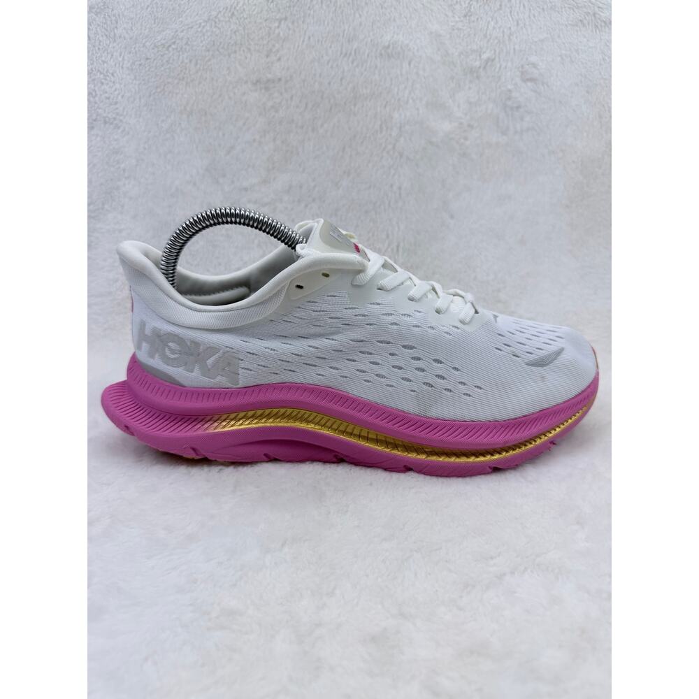 HOKA Kawana Womens Running Shoes White Pink Gold Size 7 2E Wide